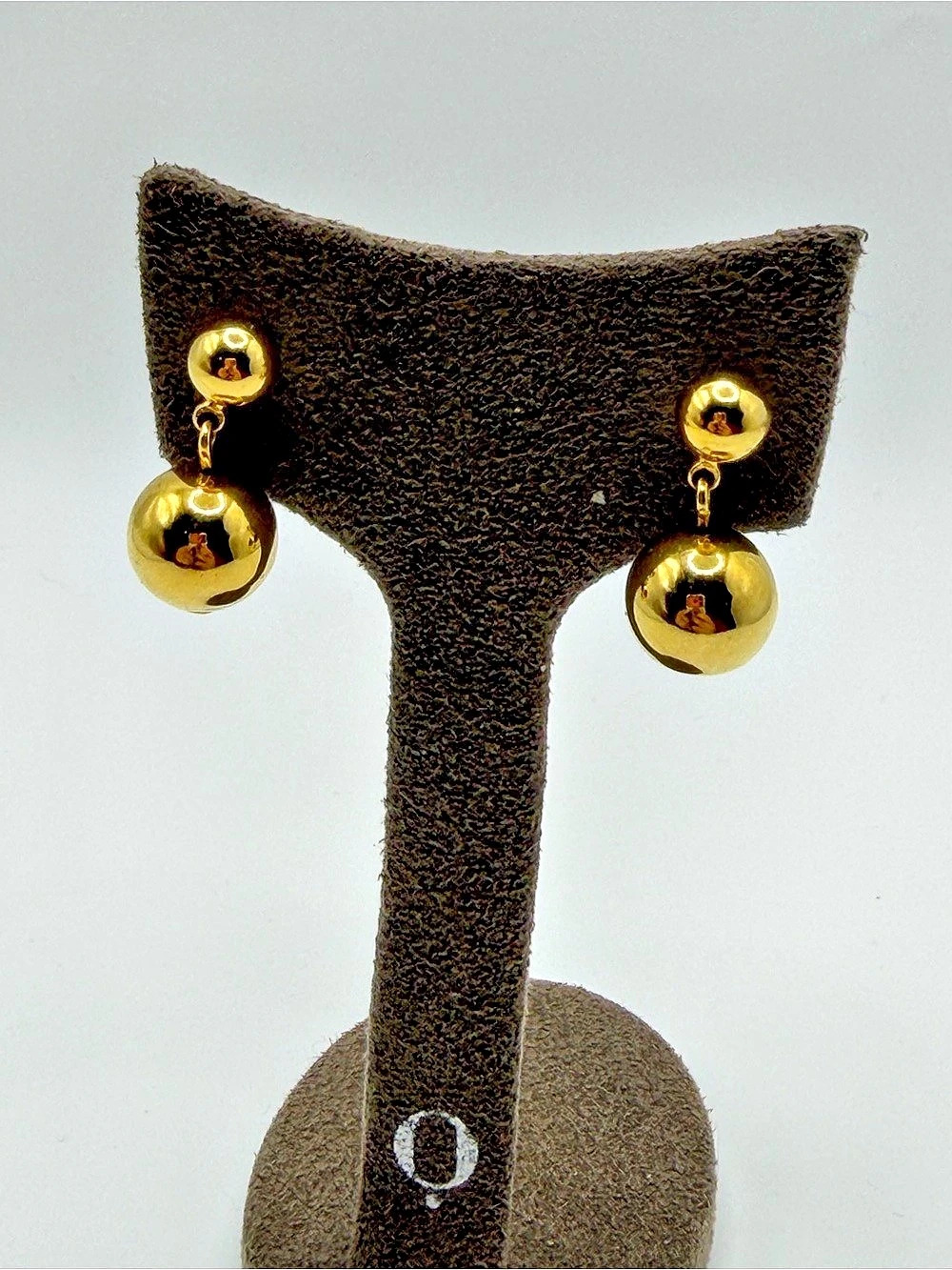 Gold-Tone Double Ball Drop Earrings Like New
